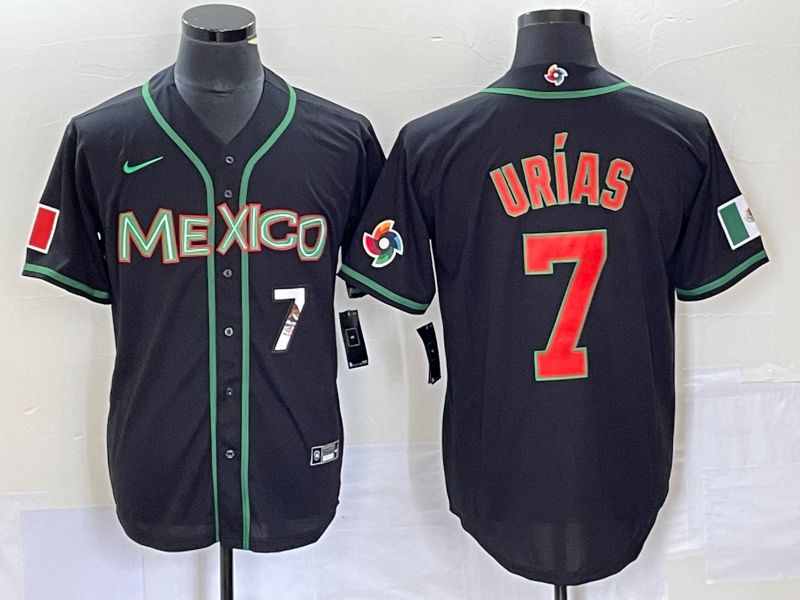 Men 2023 World Cub Mexico #7 Urias Black red Nike MLB Jersey11->more jerseys->MLB Jersey